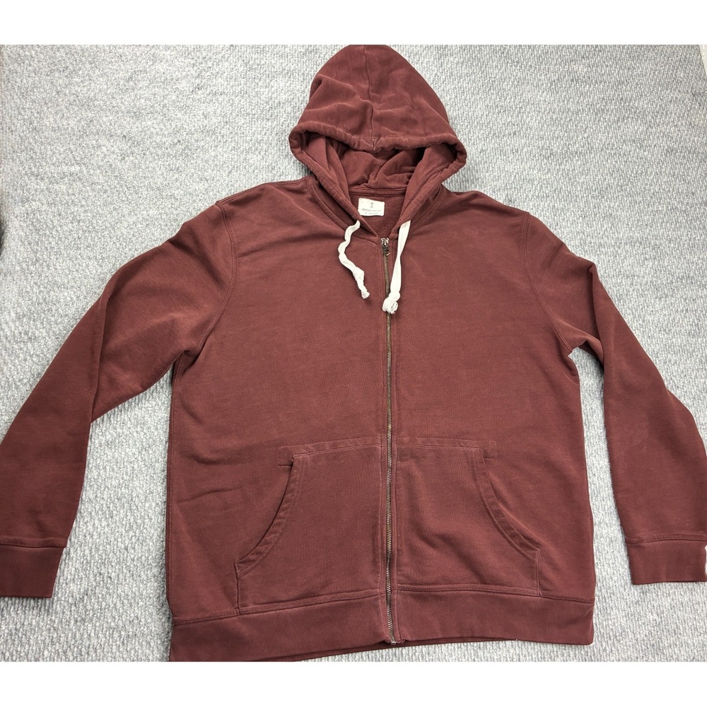 Mutual Weave Mens Large Brown Full Zip Hoodie Cotton Blend Fleece Sweatshirt